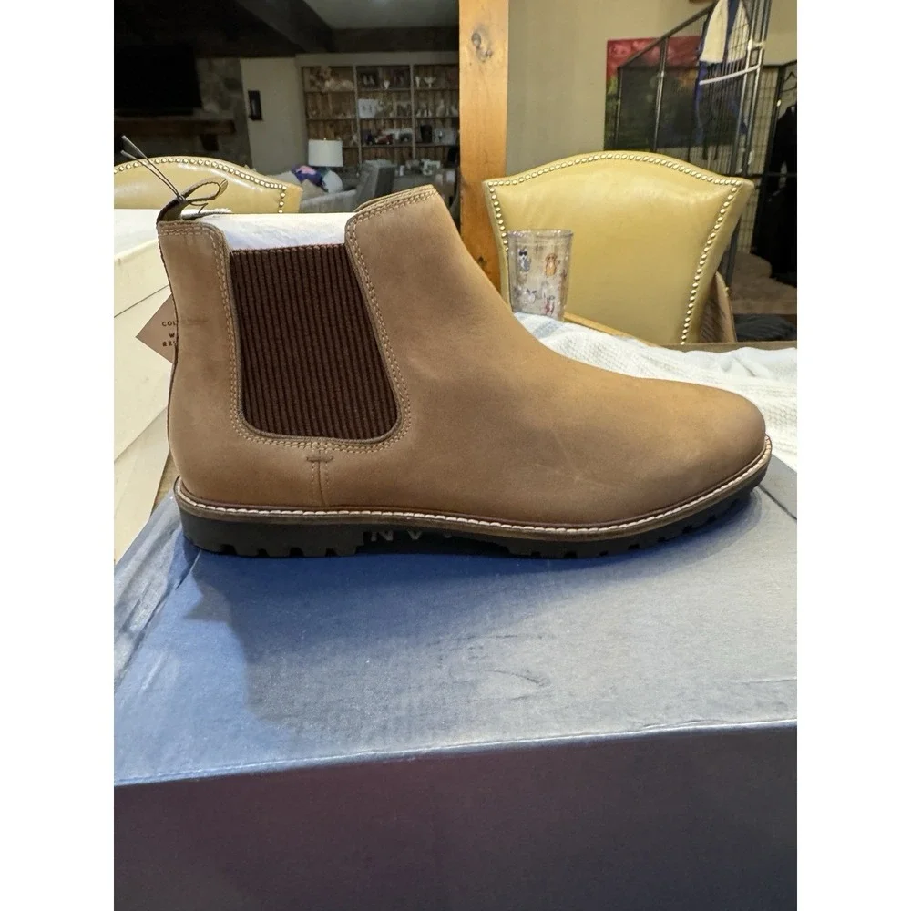 Cole Haan Mens Midland Lug Chelsea Boot Ch Truffle Nubuck Brown Leather Size 11